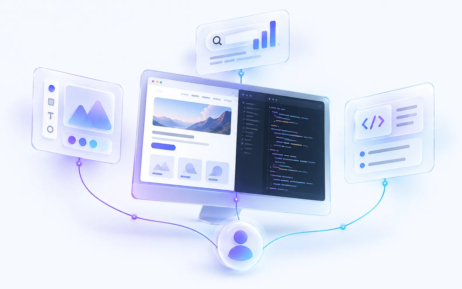 Design, Code und SEO laufen bei einer Person zusammen